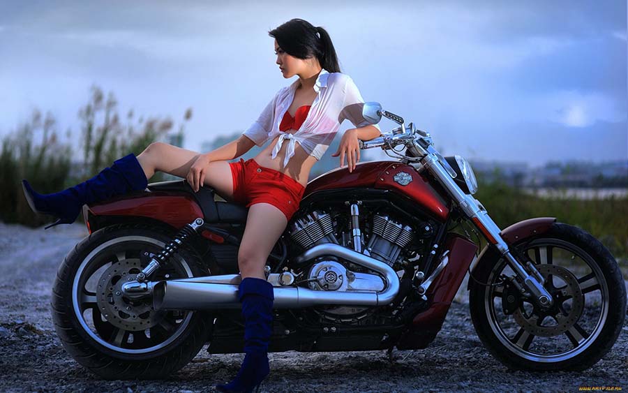 Beautiful girls and motorcycles in Omsk
